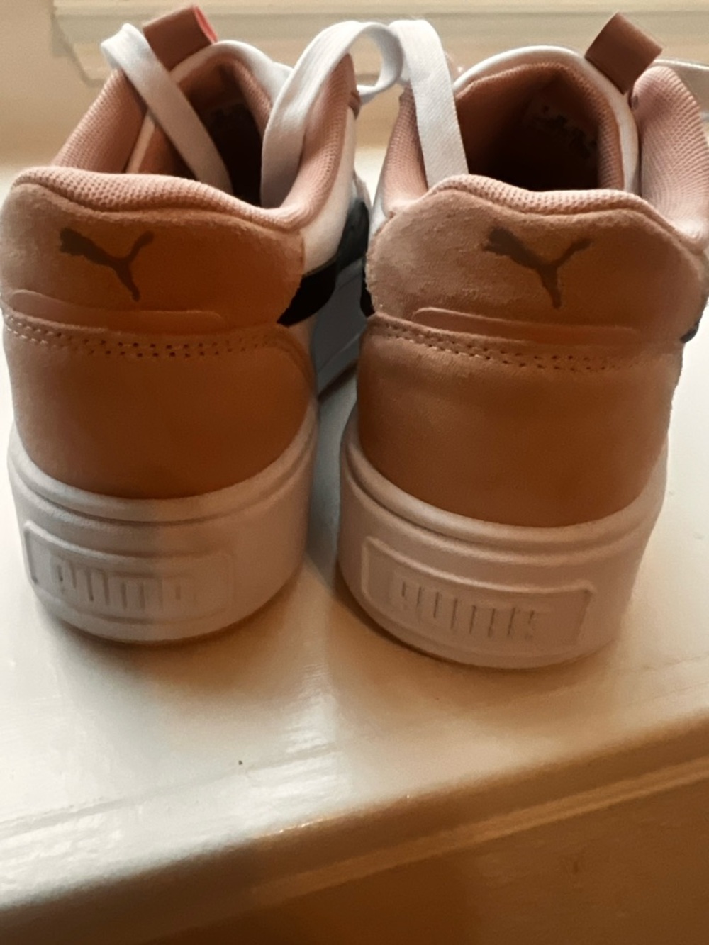 Puma White and Blush Pink Low-Top Sneakers - Picture 2 of 4
